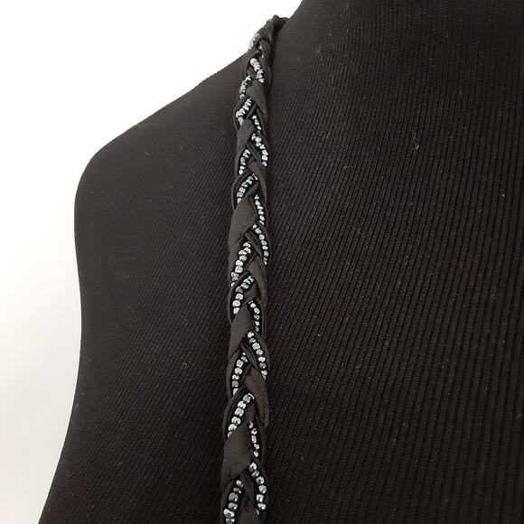 Vintage 80s Black Beaded Micro Crossbody Union Made Snap Closure Evening Wear - Picture 7 of 13